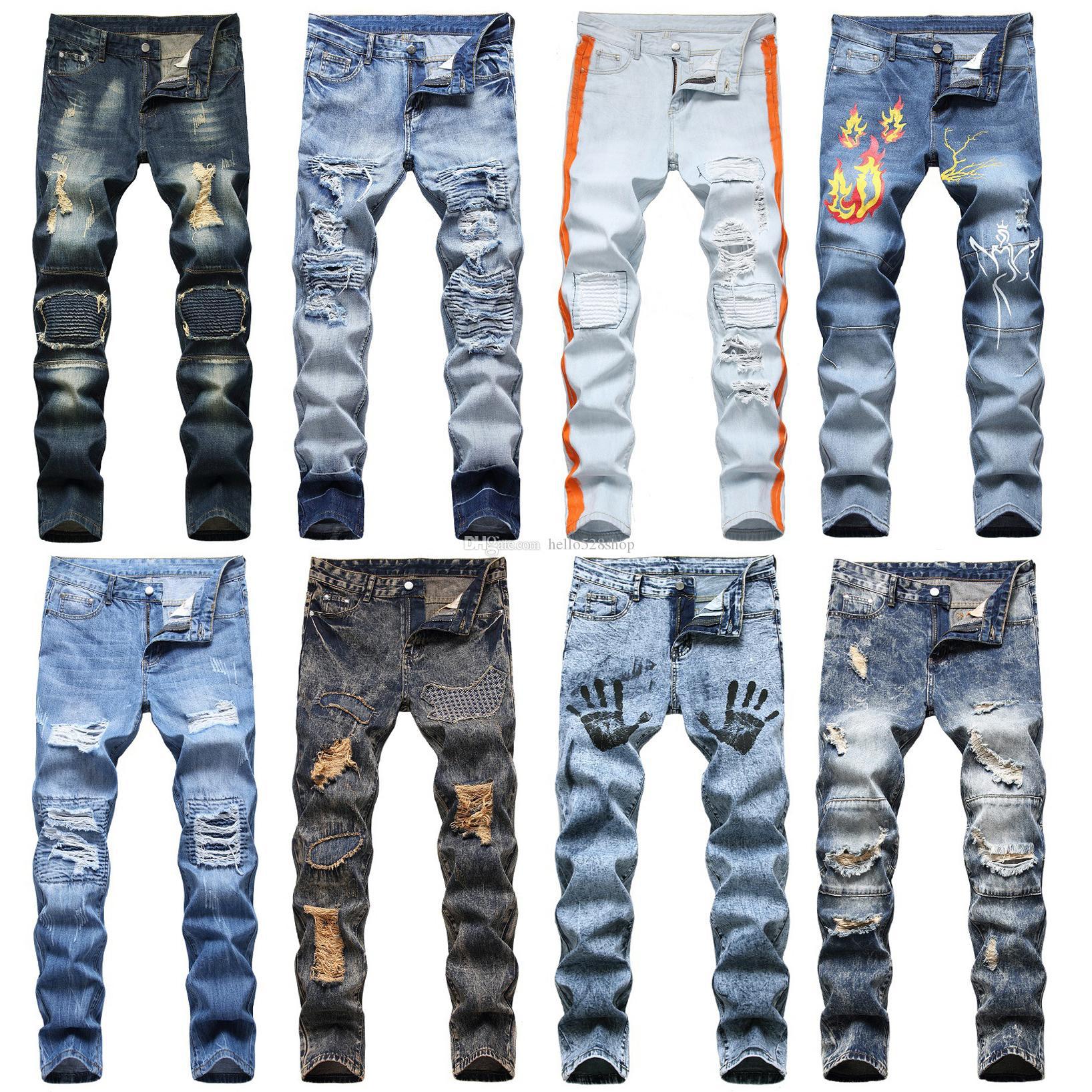 Classic Retro Mens Designer Jeans Pants Long - Distressed Hole Printed Straight Ripped Denim Trousers Men Homme wqJ, 915
Classic Retro Mens Designer Jeans Pants Long - Distressed Hole Printed Straight Ripped Denim Trousers Men Homme wqJ, 915