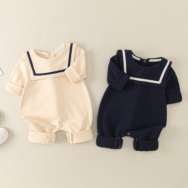 Rompers Solid Romper Knitted Ribbed Jumpsuit Warm Spring Autumn Baby Clothes born Infant Baby Boy Girl Cotton Outfit Boy Fall Clothes 230311