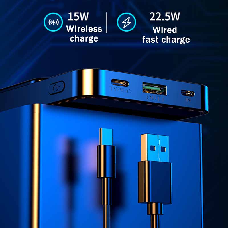 20000mAh Magnetic Power Banks 15W Wireless Fast Charging External Battery For Iphone14 13 Mini Portable Digital Display Powerbank