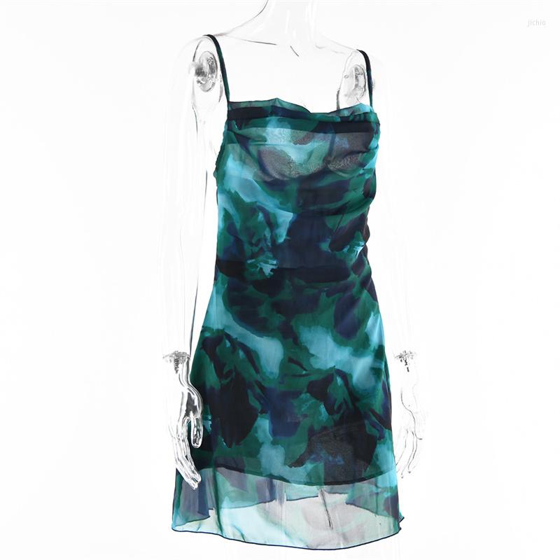 Casual Dresses Boho Dress Summer Floral Print Sleeveless Sling Beach Mini Holiday Sundress Vestidos Drop Clothing Women