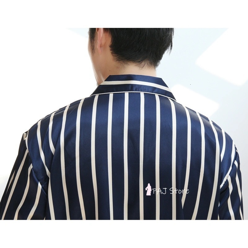 Men's Sleepwear Home Clothes for Men Big Size 3XL 5XL 7XL 8X Men Summer Silk Pajama Trousers for Men Spring Stripe Men Nightwear Oversize 230317