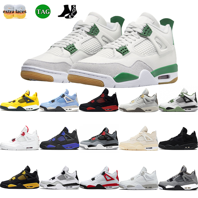 Pine Green Men Women Basketball Shoes Jumpman 4 4S Sneaker Military Black Cat Fire Red Thunder Sail White Oreo Pure Money Dark Mocha
Pine Green Men Women Basketball Shoes Jumpman 4 4S Sneaker Military Black Cat Fire Red Thunder Sail White Oreo Pure Money Dark Mocha