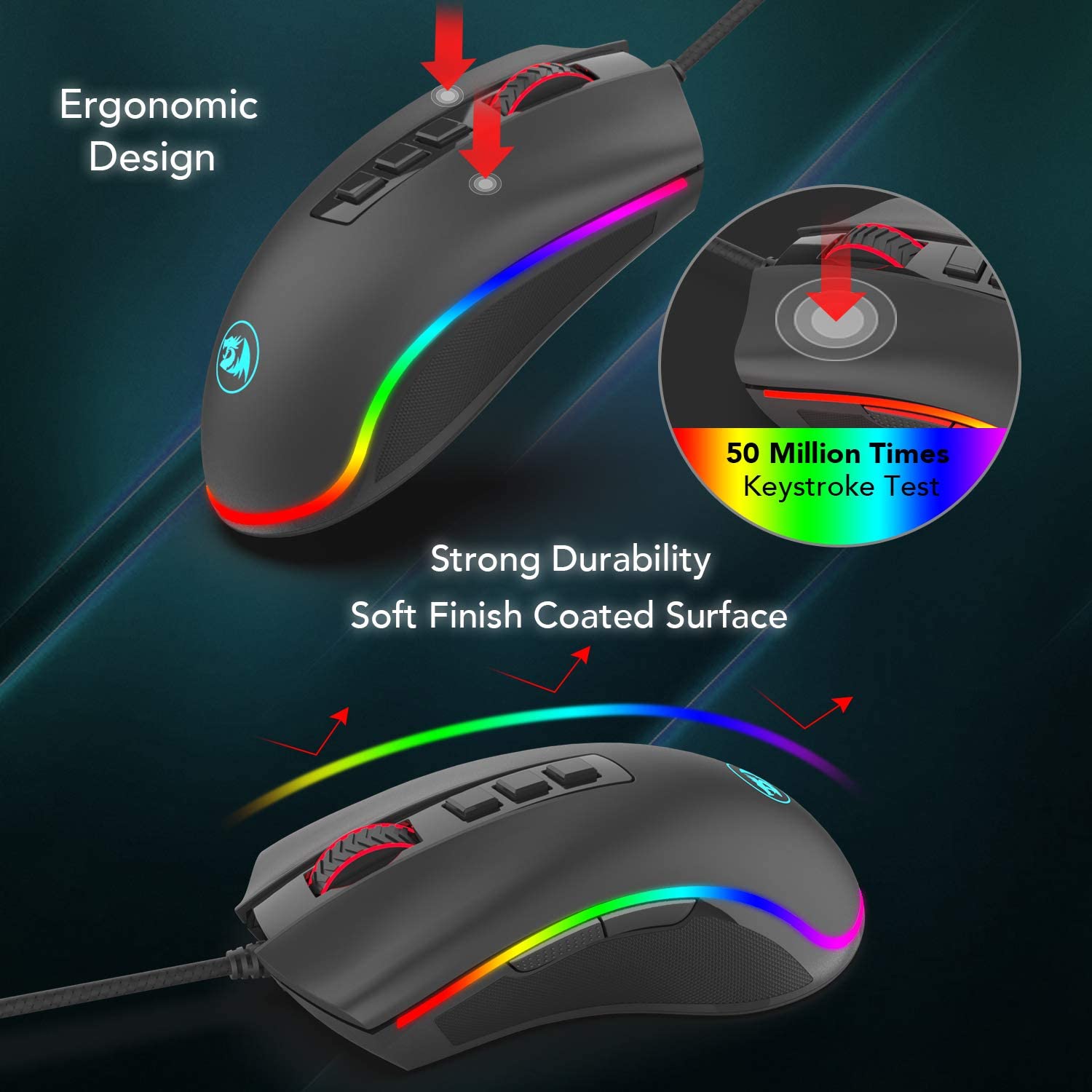 n M711-FPS Cobra Optical Switch (LK) Gaming Mouse RGB Backlit 24000 DPI 7 Programmable Buttons PC Computer Gaming Mice