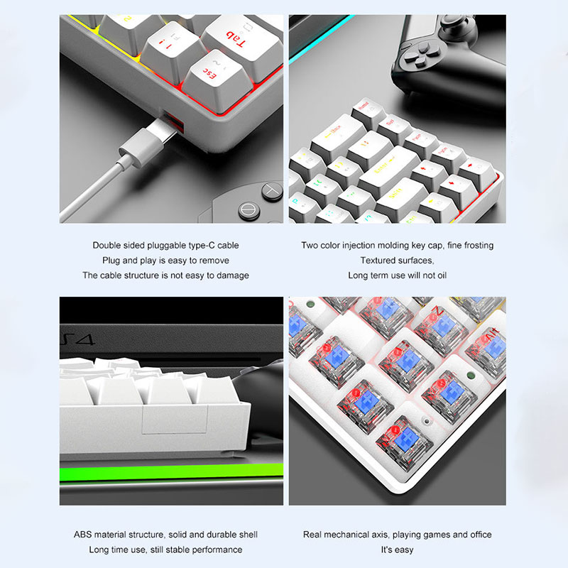 T8 68 Keys RGB Mini Gaming Mechanical Keyboard Macro Programming 60% Wired Mechanical Gaming Keyboards For Computer Laptop Gamer