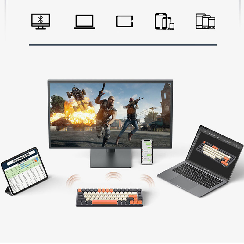 RF84 84 Keys Customized Mechanical Keyboard Three Modes PBT Keycap Outemu Switch RGB Backlight Wireless Gaming Keyboards 3000Mah