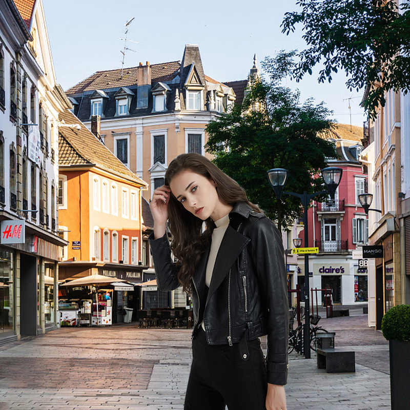 Women's Jackets Elegant Short Jacket Women Zip Pocket Fashion Leather Coat Lady Lapel Outfit Clothes Female Locomotive Style Streetwear Girl Top 