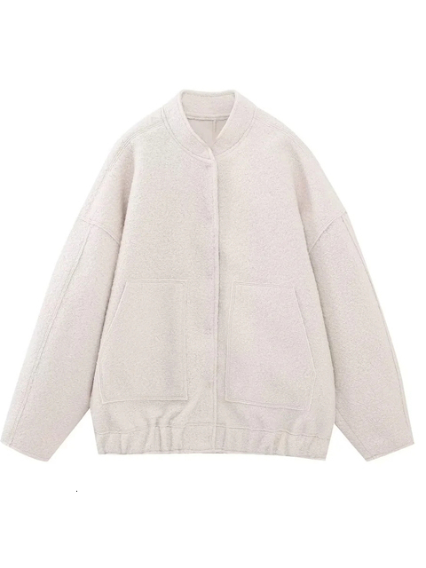 Women's Jackets EDSA Bombers Coat Casual Loose Outwear With Button Long Sleeve Tops Gray Fashion Elegant Pocket Streetwear 230310