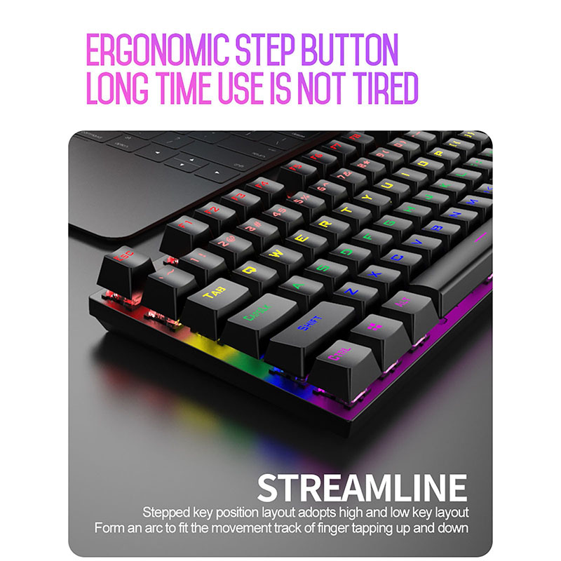 K80 87 Keys LED Backlit Mechanical Keyboard USB Wired Gaming Keyboards Blue Switch ABS Keycap For Desktop Computer PC Laptops