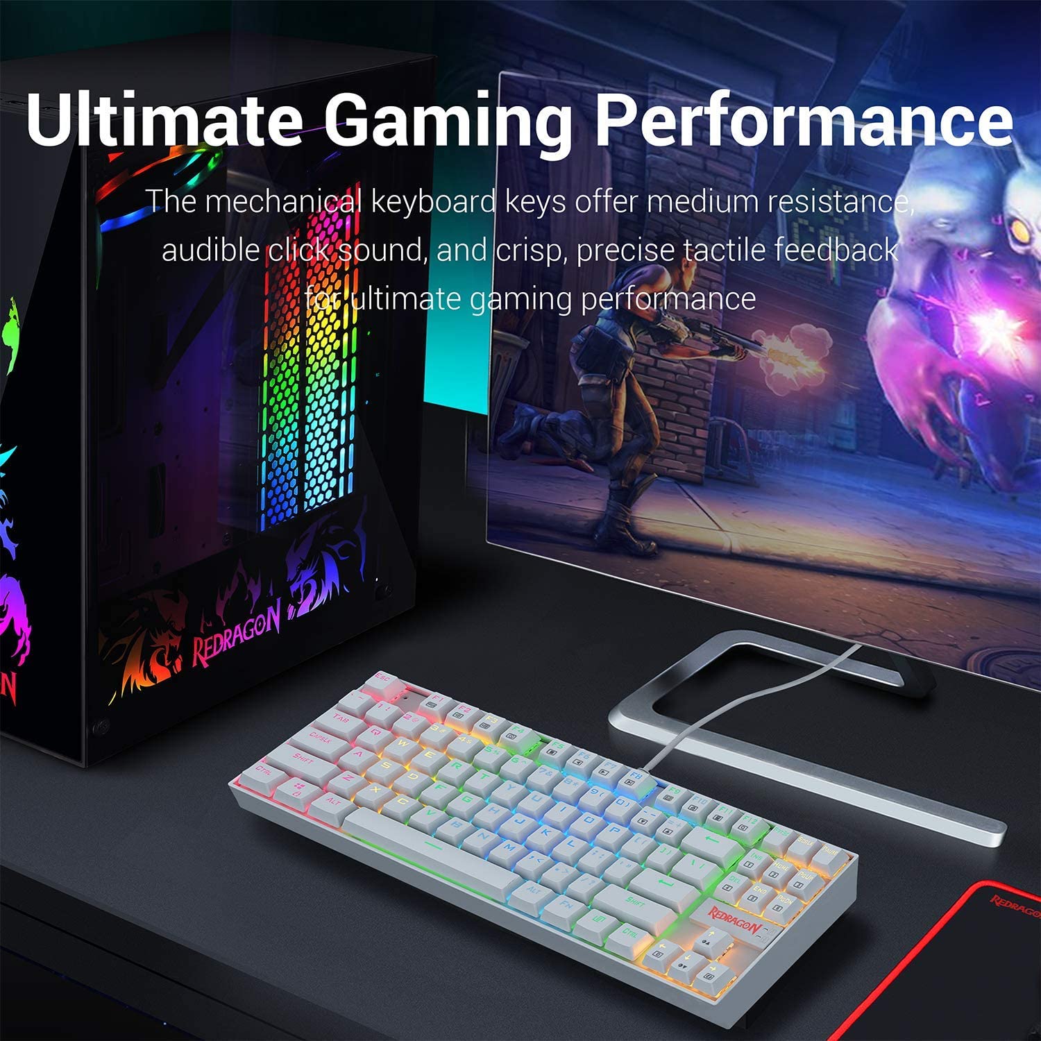n K552 Mechanical Gaming Keyboard 60% Compact 87 Key Kumara Wired Cherry MX Blue Switches Equivalent for Windows PC Gamer