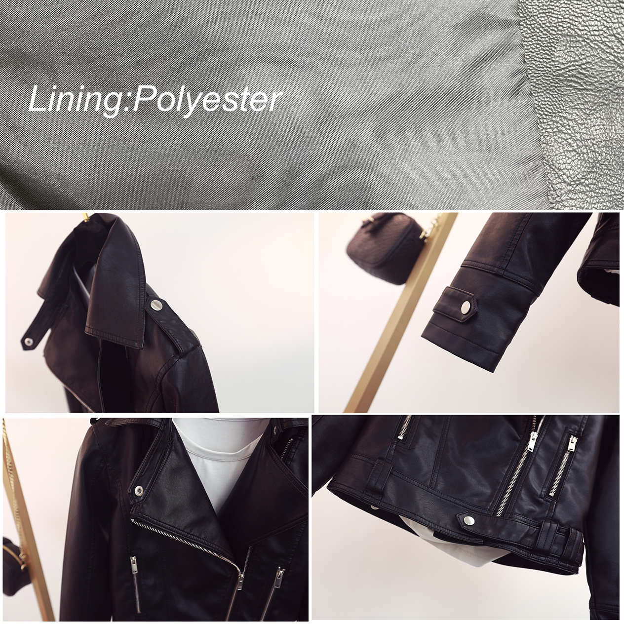Women's Jackets Elegant Short Jacket Women Zip Pocket Fashion Leather Coat Lady Lapel Outfit Clothes Female Locomotive Style Streetwear Girl Top 