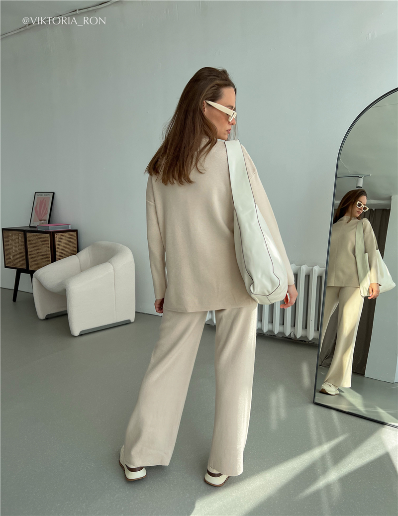 Women's Two Piece Pants Loose Casual Sweater Trousers Fashion Suit Womens Peice Sets Spring Autumn Knitted Sweaterpants 230310