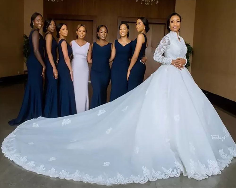 Bridesmaid Dresses New Plus Size Gown Custom Mermaid Trumpet V-Neck Elastic Satin Sleeveless Floor-Length Sweep Train Formal