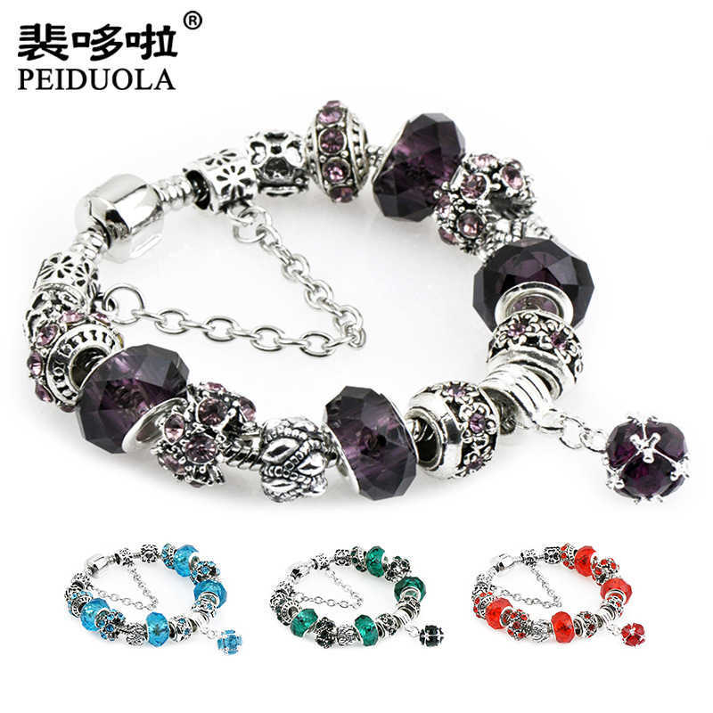 s Pan family new fashion large hole Crystal Beaded fresh flower crown Pendant Bracelet
s Pan family new fashion large hole Crystal Beaded fresh flower crown Pendant Bracelet