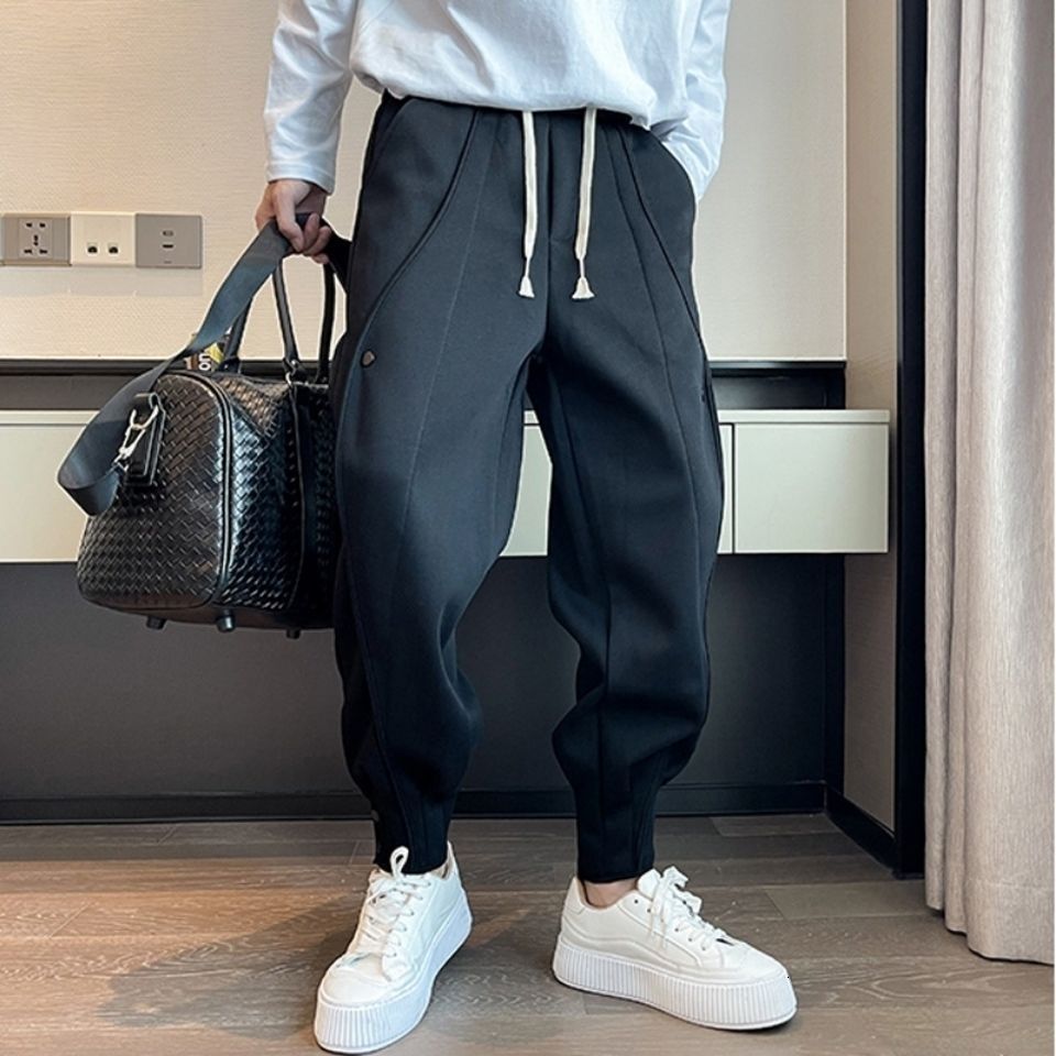 Men's Pants Autumn and Winter Sweatpants Men's Fleece Sports Pants Casual All-match Harem Pants Loose Gray Pants 230311