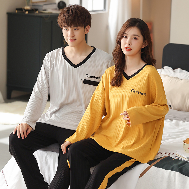 Men's Sleepwear Autumn Men Pajamas Patchwork Long Sleeve Male Pajama Set Men Pure Full Cotton Pajamas For Women Sleepwear Suit Couple Homewear 23