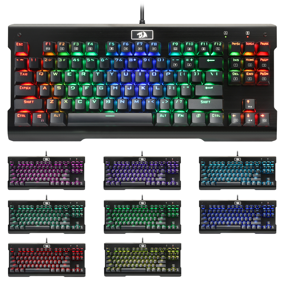 n K561 VISNU Mechanical Gaming Keyboard Anti-ghosting 87 Keys RGB Backlit Wired Compact Keyboard for Laptop PC Games