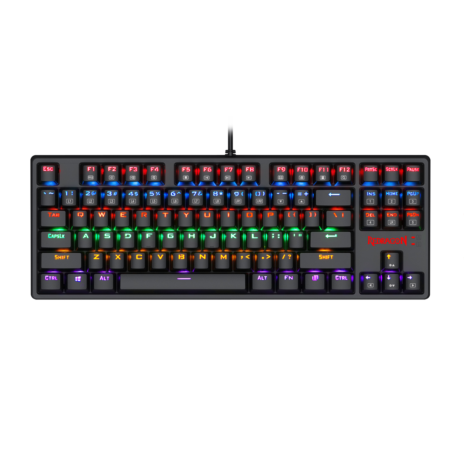 n K576R Mechanical Gaming Keyboard Wired USB LED Rainbow Backlit Compact Mechanical Gamers Keyboard 87 Keys for PC Laptop