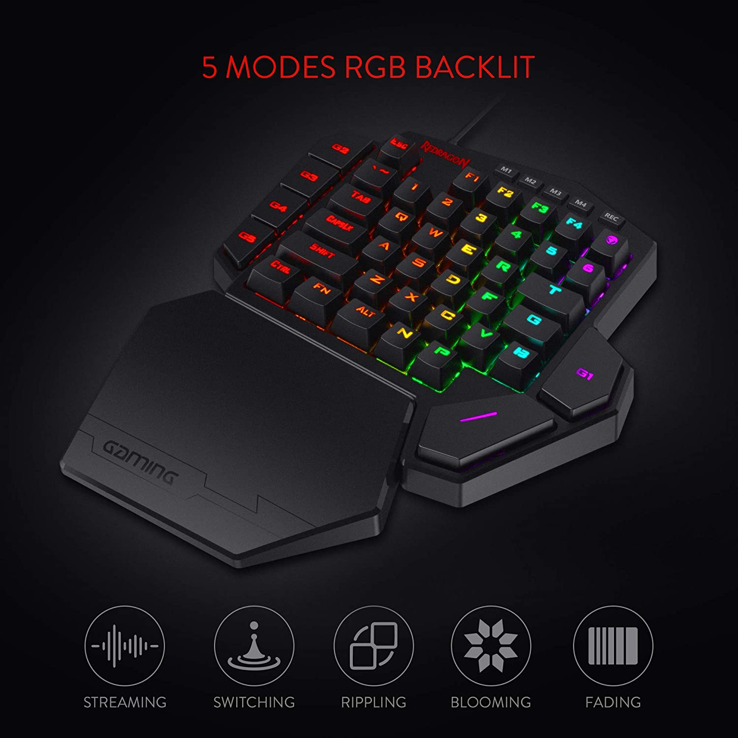 n K585 DITI One-Handed RGB Mechanical Gaming Keyboard 42 Keys Blue Switch LED Left Hand Mini Keypad For Mobile Game