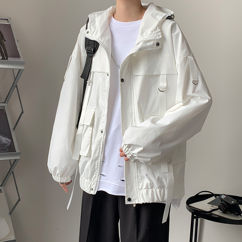 Men's Jackets Men Jackets And Coats Loose Autumn Ribbons Streetwear Casual Outwear Coats Hip Hop Men's Windbreaker Overcoat 230311