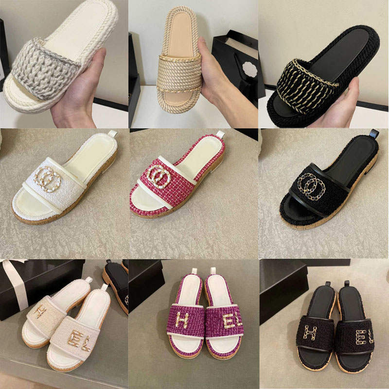 Designer New Women Tweed Leather Straw Woven Slides Sandals For Woman Slip On Wedge Flats Fashion Beach Mule Brand Flip Flops Casual Slides Shoes Platform Chain Slide
Designer New Women Tweed Leather Straw Woven Slides Sandals For Woman Slip On Wedge Flats Fashion Beach Mule Brand Flip Flops Casual Slides Shoes Platform Chain Slide