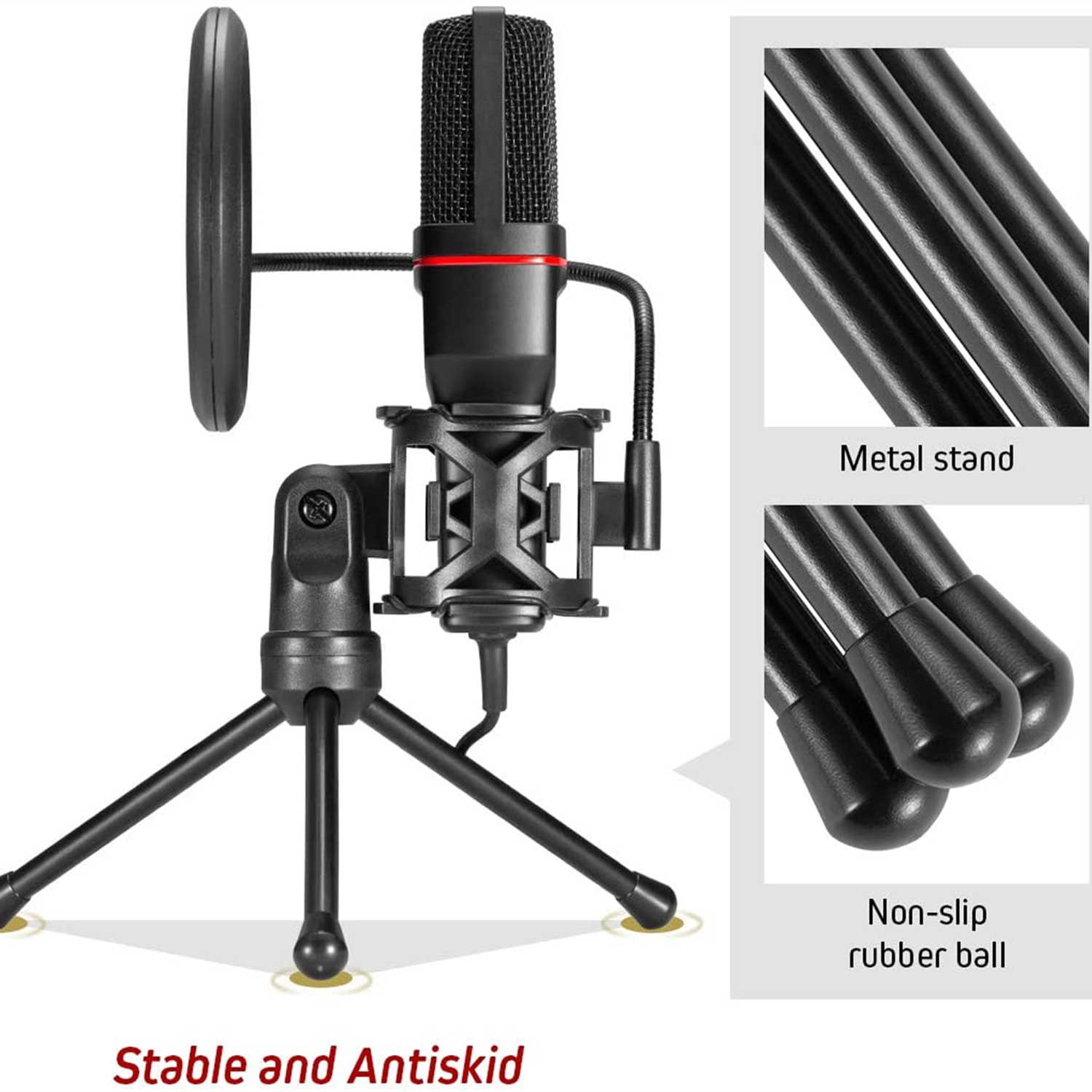 n GM100 Microhone 3.5mm XLR Pop Filter Tripod Stand Shock Mount for Gaming Streaming Recording Podcasting Broadcasting