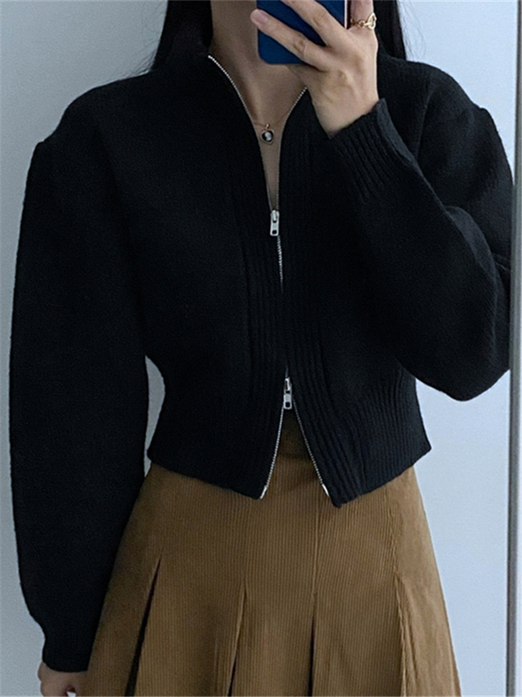 Women's Knits Tees Colorfaith SWC3217JXQ 2023 Zippers Cardigans Knitted Vintage Fashionable Elagant Autunm Winter Sweaters Short Tops 230310