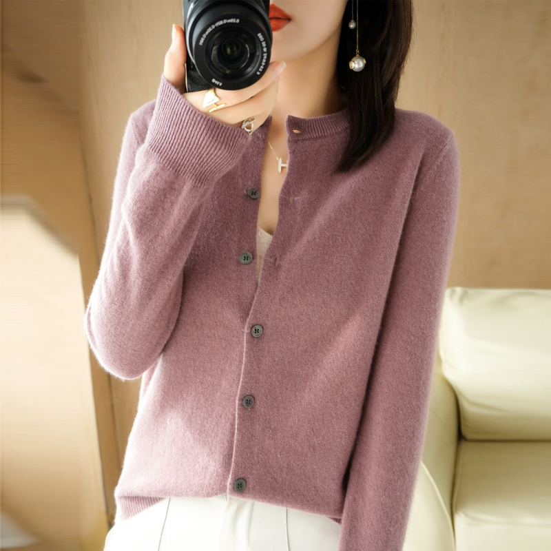 Women's Knits Tees Cashmere Cardigan's Oneck Single Breasted Lady Knitwear Tops Solid Femme Cardigan 230311