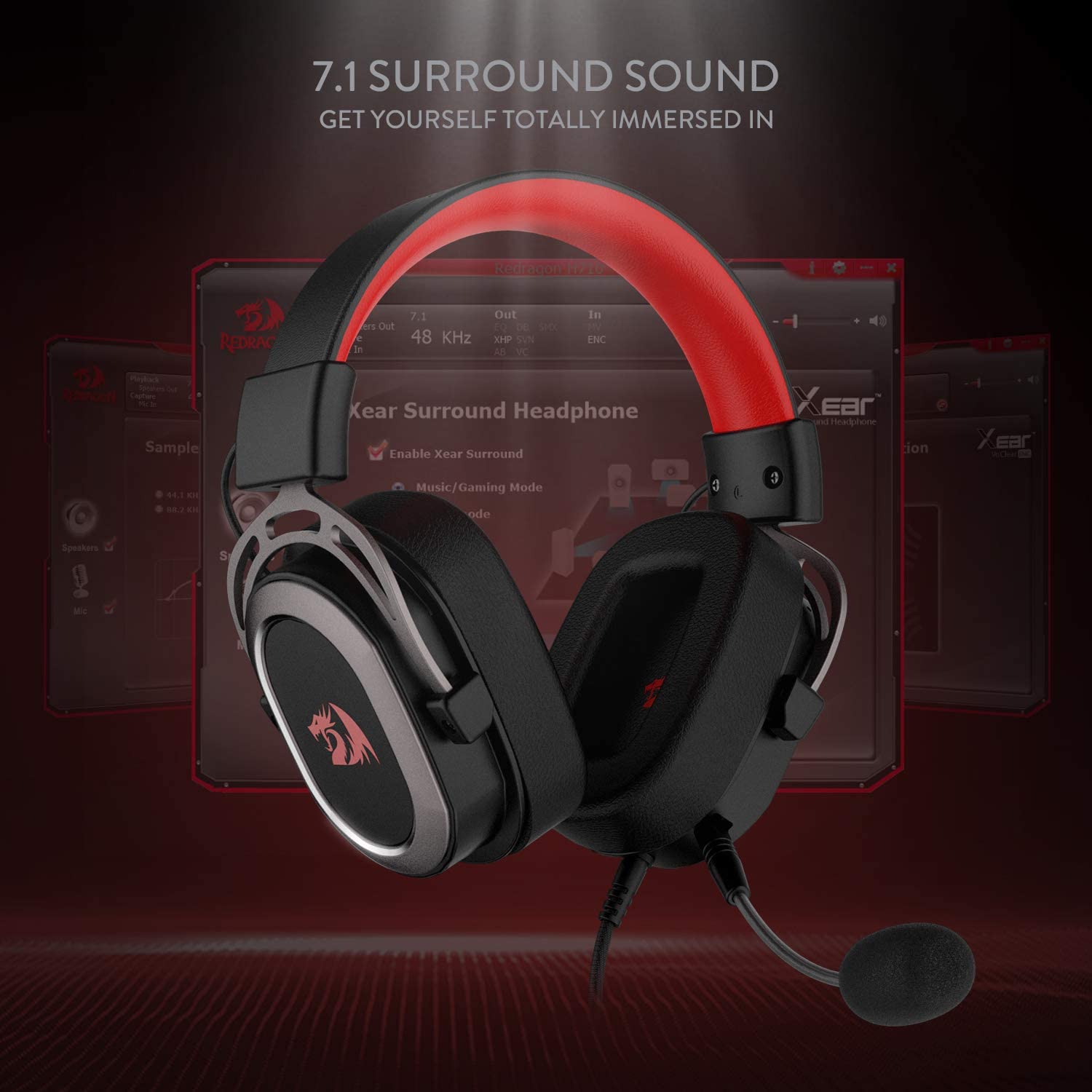 n H710 Helios USB Wired Gaming Headset - 7.1 Surround Sound - Memory Foam Ear Pads - 50MM Drivers - Detachable Microphone