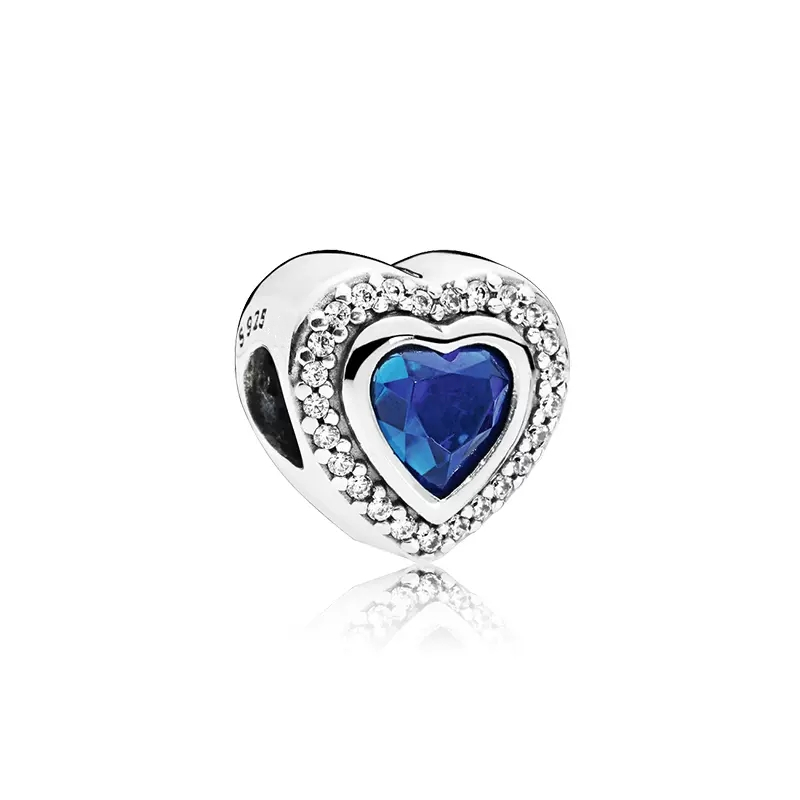 2025 925 Sterling Silver Glittering Blue Crown Unlimited Heart Charm Bead Suitable for Bracelet DIY Fashion Jewelry Free Shipping