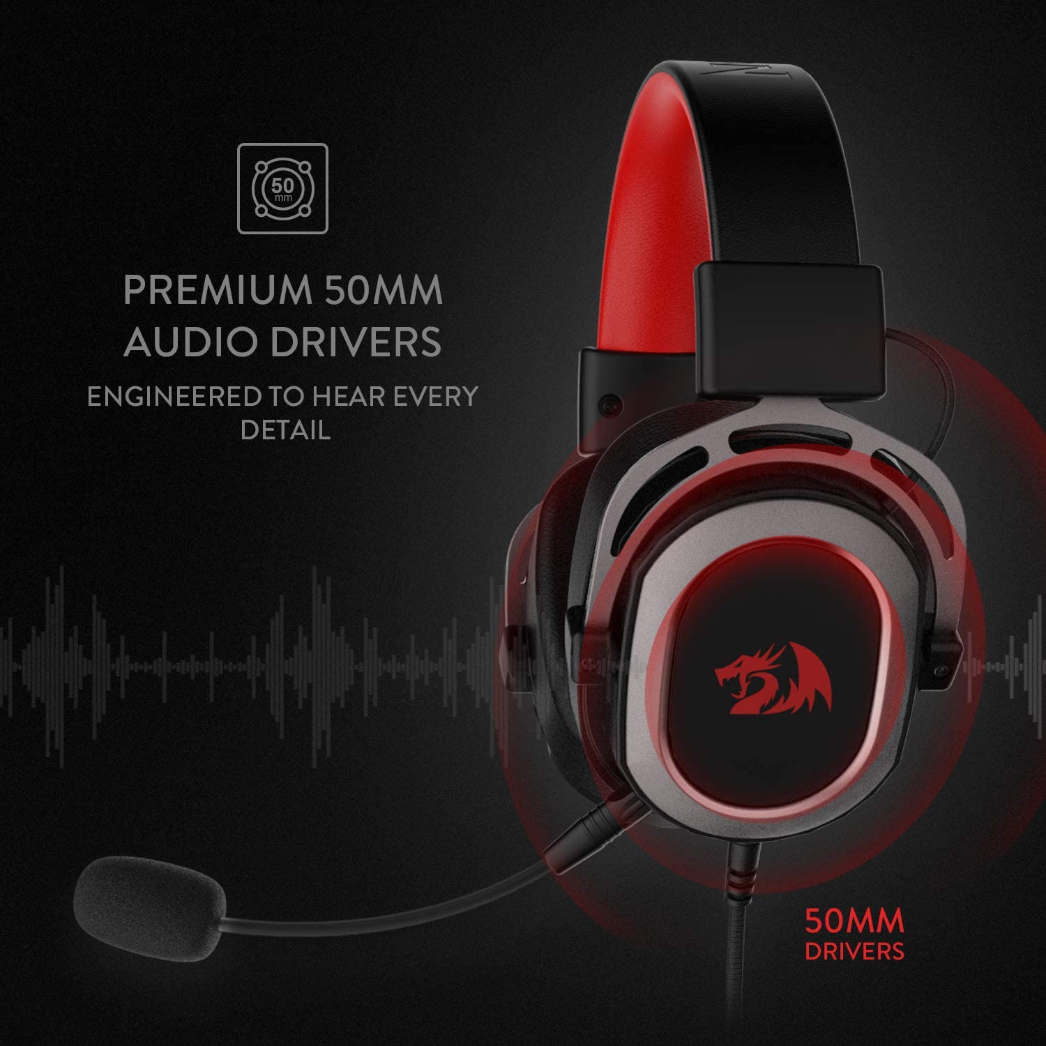 n H710 Helios USB Wired Gaming Headset - 7.1 Surround Sound - Memory Foam Ear Pads - 50MM Drivers - Detachable Microphone