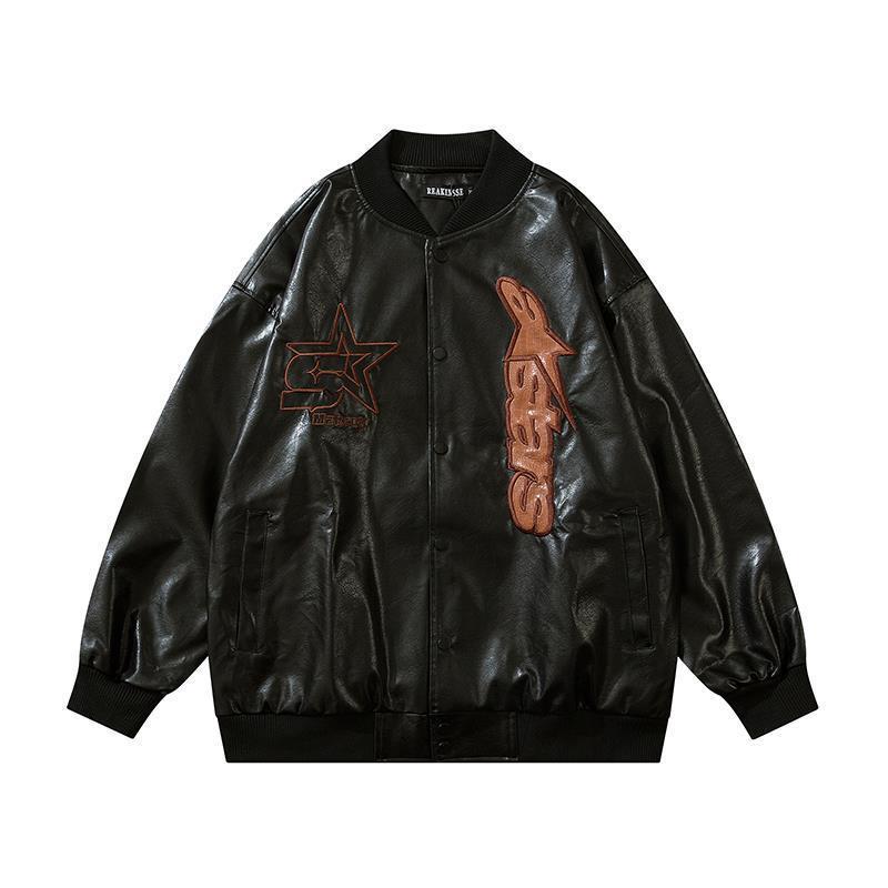 Women's Jackets American retro letter embroidery leather Jacket Coat women's Y2K street hiphop trend baseball suit couple casual jacket 2303