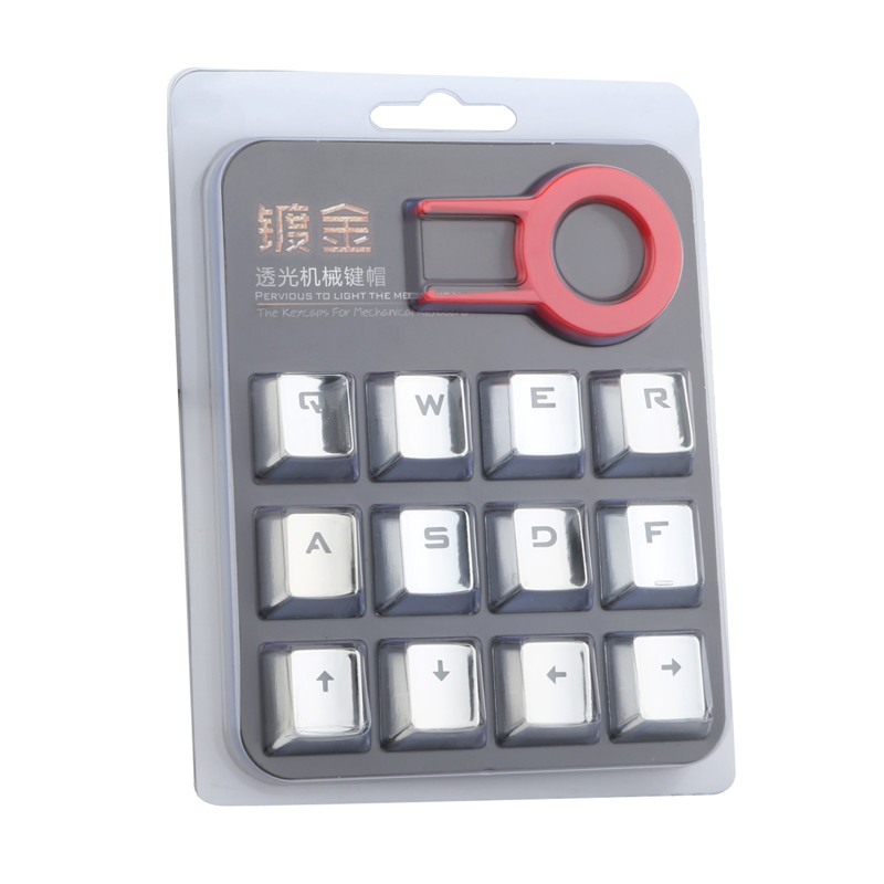 n OEM Profile Electroplated metal texture keycap Backlight Keycap For Cherry MX Mechanical Gaming Keyboard Silver KeyCaps