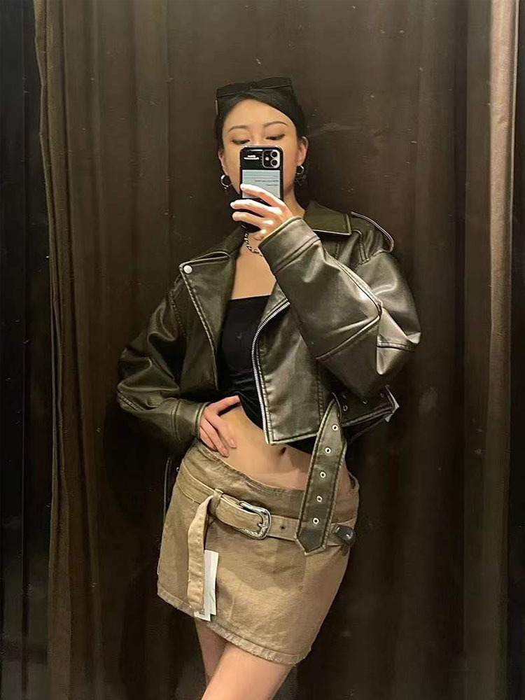 Women's Jacket 2023 Spring Fashion Faux Leather Ladies Casual Zipper Biker Coat Female Autumn Loose Couple Outwear 4341826 230310