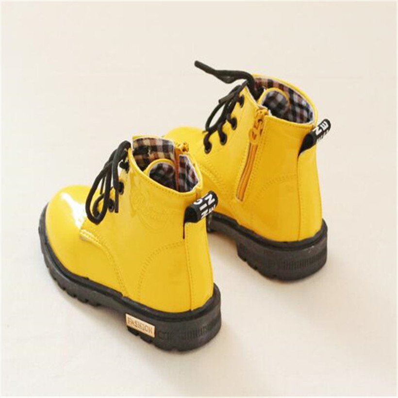 Autumn Winter Children Martin Boot patent Leather Boy Girls Snow Boots Toddler Baby Non-slip Sneakers Kids Athletic Shoes