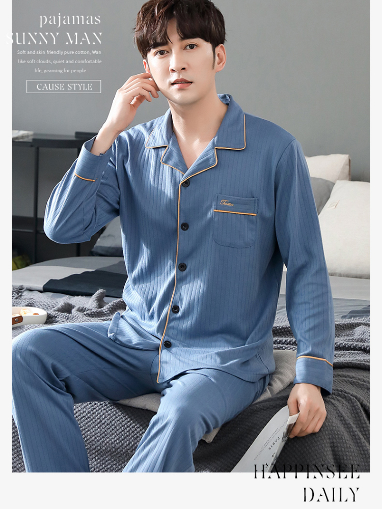 Men's Sleepwear Autumn Winter Men's Cotton Pajamas Button Lapel Pajamas Cartoon Pajamas Set Casual Sleep and Lounge Pajamas 3XL 4XL Men'