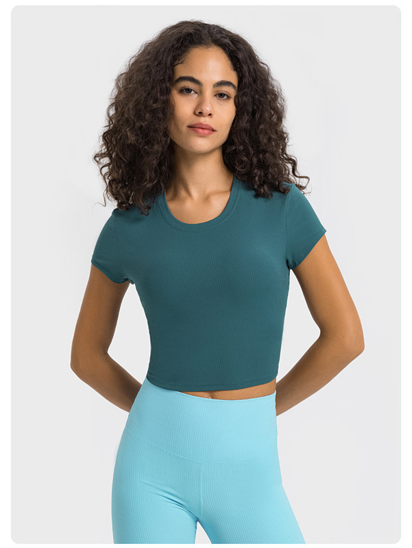 Women Yoga Outfit Knitted Short Sleeve Moisture Wicking CropTop Breathable Seamless Short Top Summer LL5671, Burgundy
Women Yoga Outfit Knitted Short Sleeve Moisture Wicking CropTop Breathable Seamless Short Top Summer LL5671, Burgundy