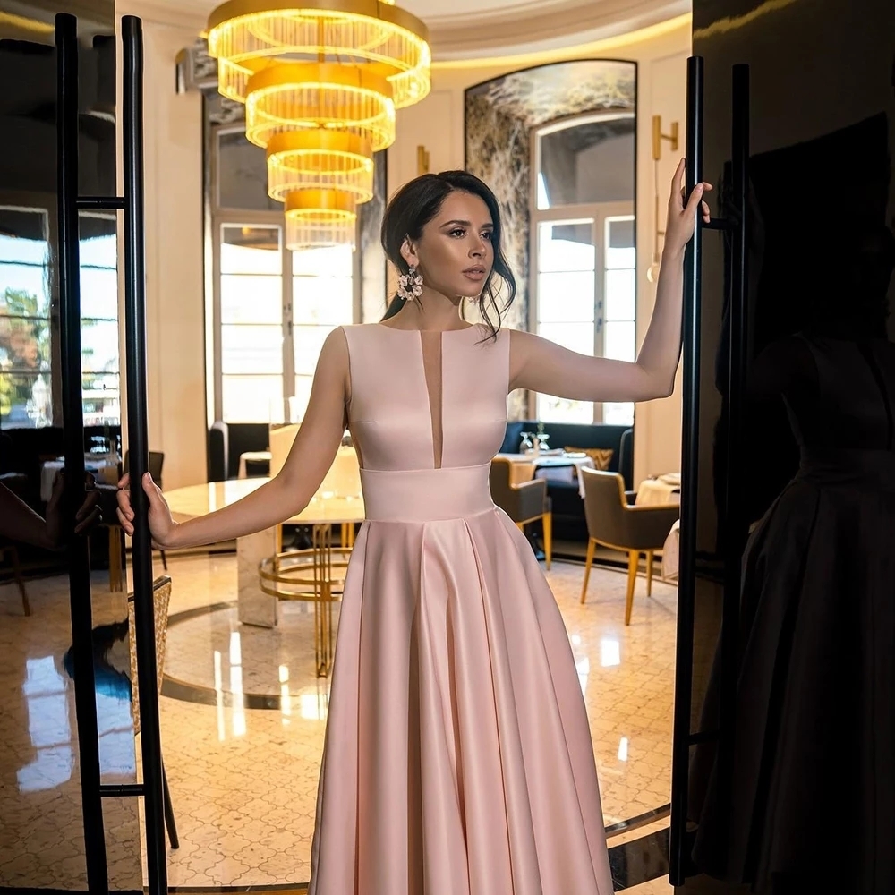 Party Dresses Custom Color TeaLength Satin 2023 Evening Illustion VNeck Sleeveless Gown Sexy Backless ALine Prom 230310