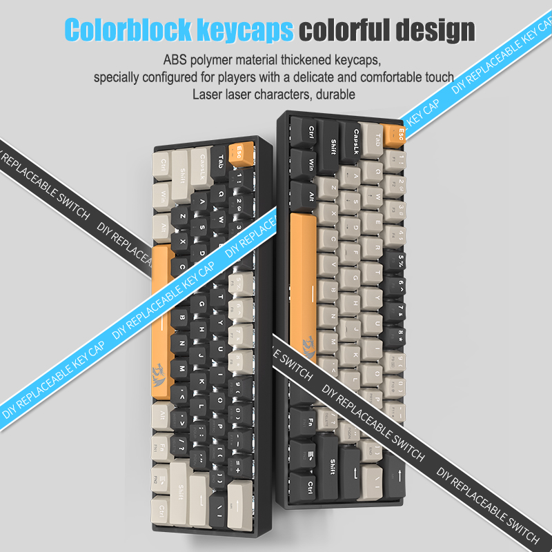 n K606 USB Mini Mechanical Gaming Keyboard Brown Switch 61 Keys Wired Detachable CablePortable for travel