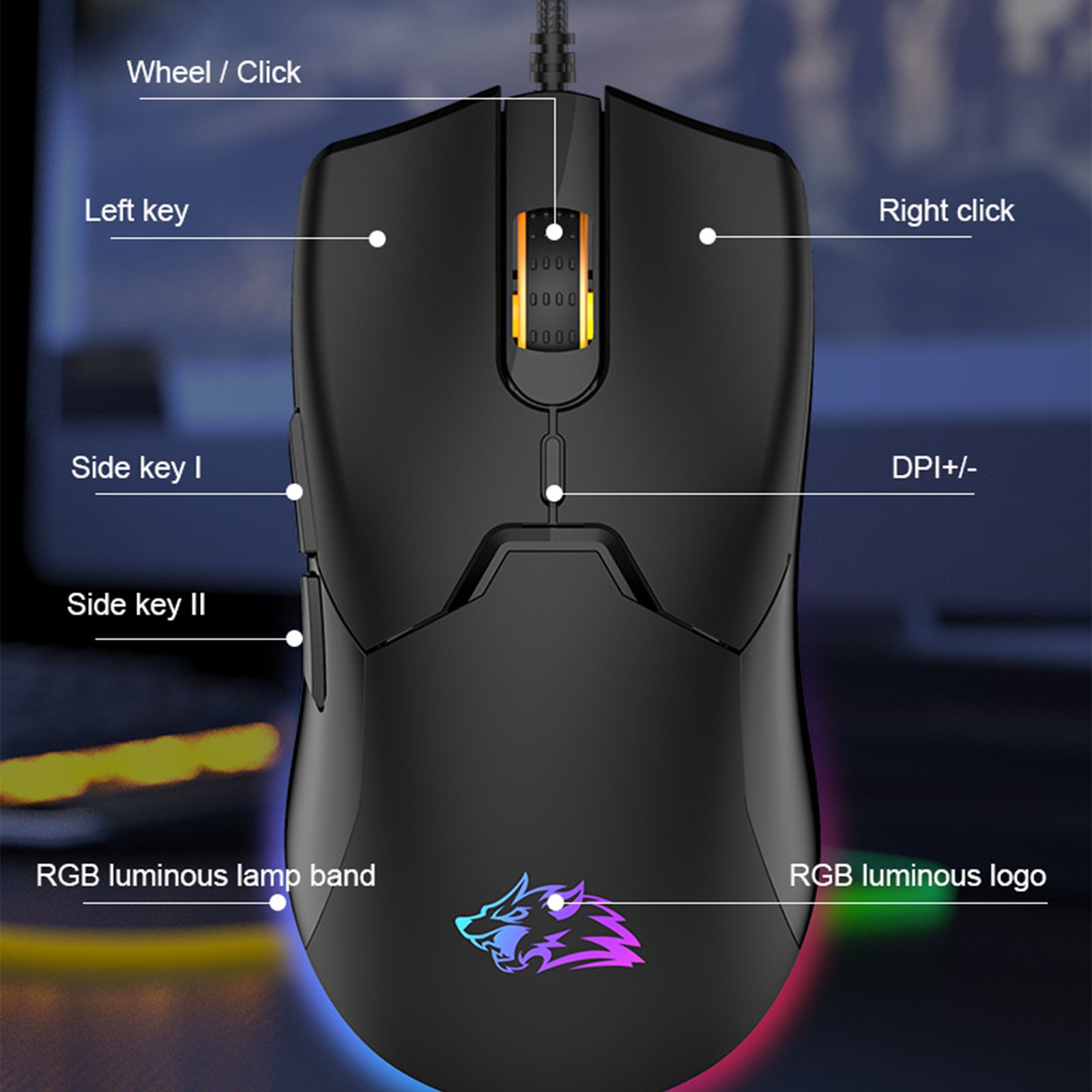 M6 USB Wired Mini Gaming Mouse 7200 DPI Optical 7 Button RGB USB Wired Mouse Mice For PC Desktop Laptop Computer Gamer