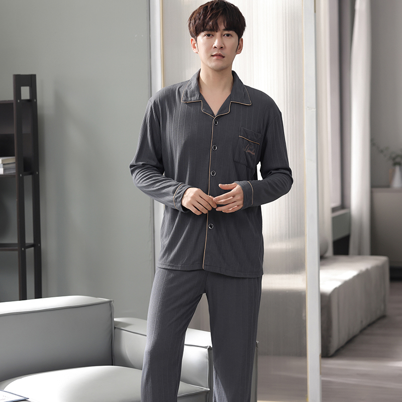 Men's Sleepwear Spring and Autumn Men Pajamas Set Modal Long Sleeve Turn-down Collar Pijama Man Sleepwear Leisure M-4XL Male Nightwear 230317