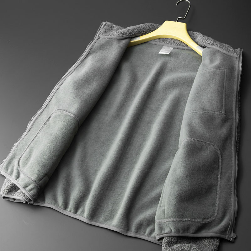 Men's Jackets Fleece Teddy Jacket Men Techwear Warm Boys Jackets Pocket Zipper Cardigan Trendy Stand Collar Coat Spring Autumn Winter 230311