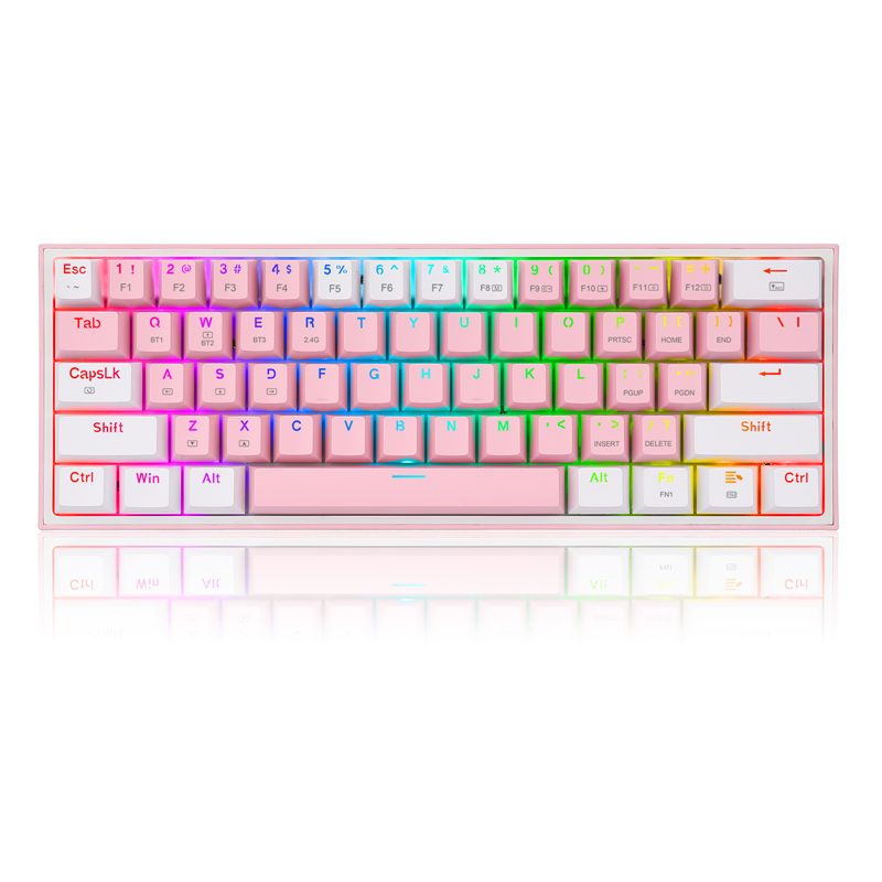 n 60% Wireless RGB Mechanical Keyboard 5.0 BT2.4 Ghz/Wired Three Modes 60% Bluetooth Keyboard Linear Red Switch for Gamer