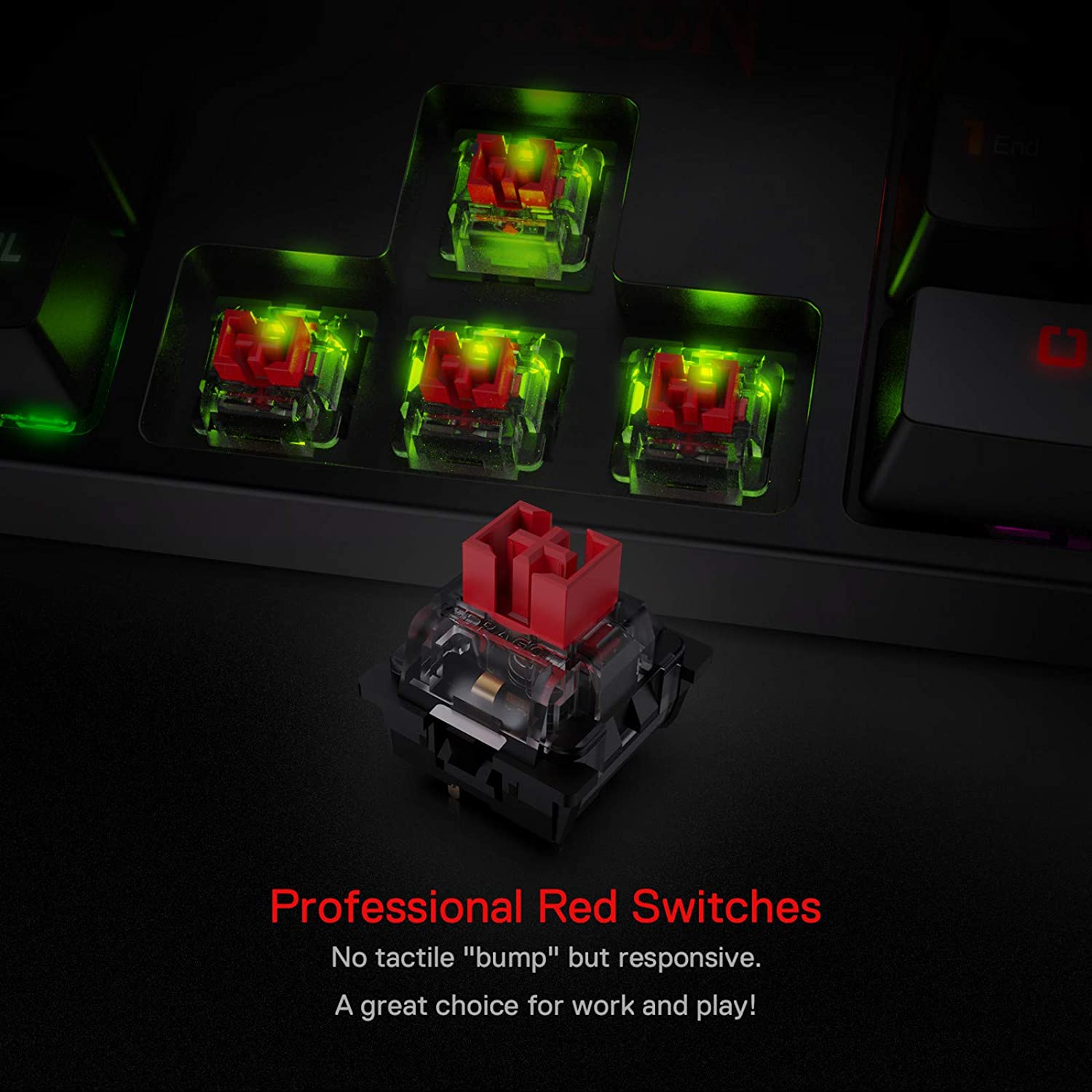 n K582 SURARA RGB LED Backlit Mechanical Gaming Keyboard with 104 Keys-Linear and Quiet Red Switches For Game Laptop PC