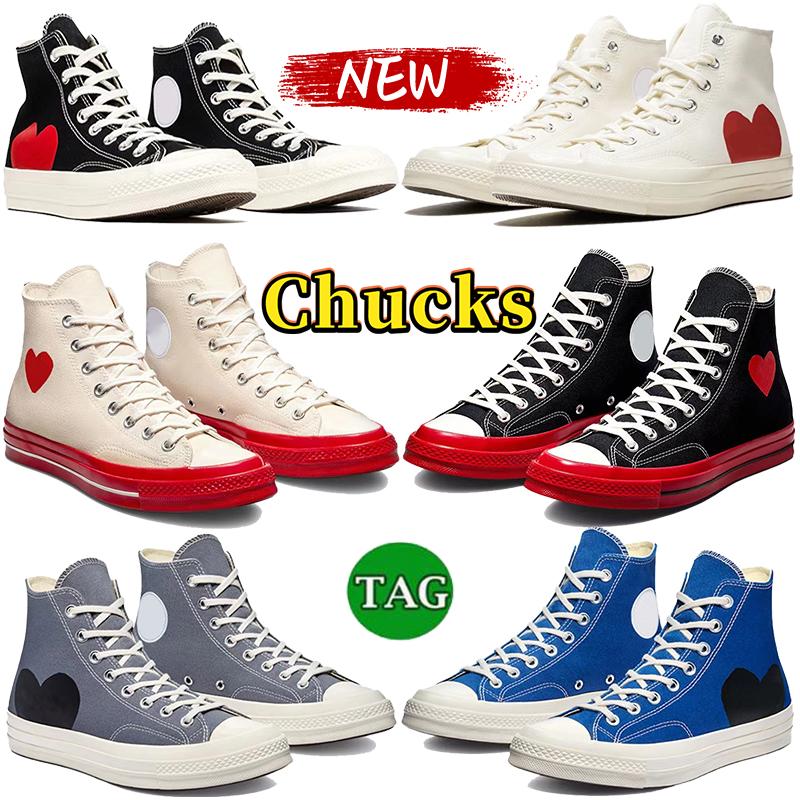 Chucks Skate Shoes Mens Womens Hi White Blue Midsole Comme Sneakers Fashion Luxury Eyes Sneaker Designer Men Ladies Platform Canvas Lace Up Couple Trainers
