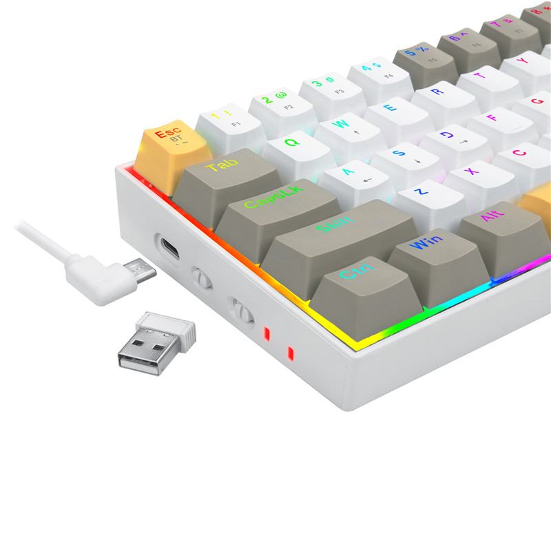 n K530 Pro Wireless RGB Mechanical Keyboard Bluetooth/2.4Ghz/Wired 3-Mode 61 Keys Hot-Swap Socket Tactile Brown Switch