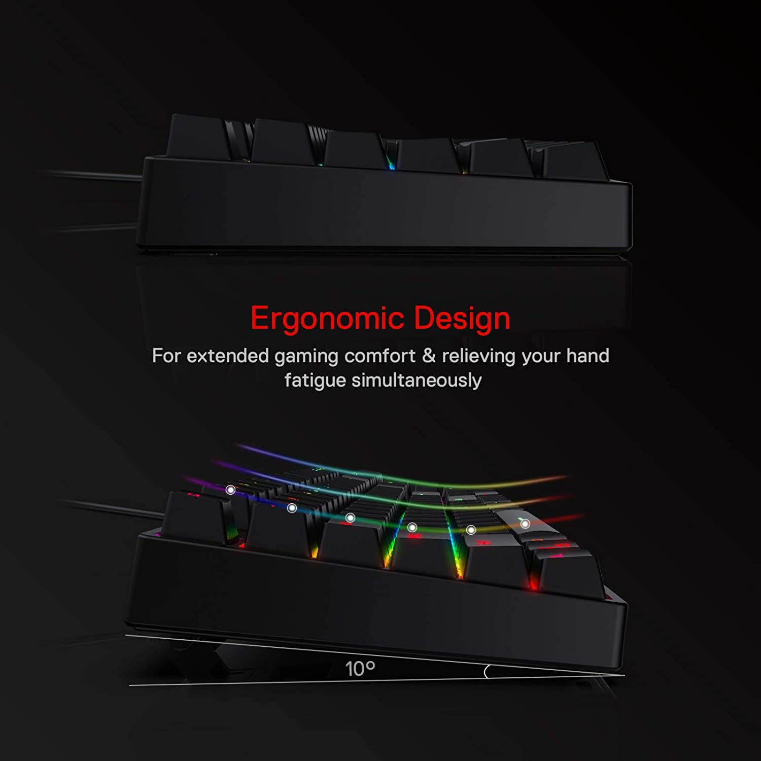 n K582 SURARA RGB LED Backlit Mechanical Gaming Keyboard with 104 Keys-Linear and Quiet Red Switches For Game Laptop PC