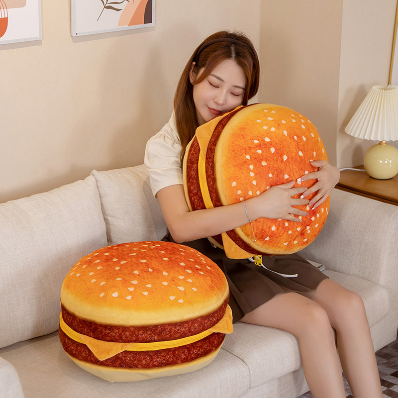Cushion/Decorative Pillow Simulation Hamburger Plush Stuffed Back Cushion Doll Home Sofa Bed Decoration Gift for Children 230311