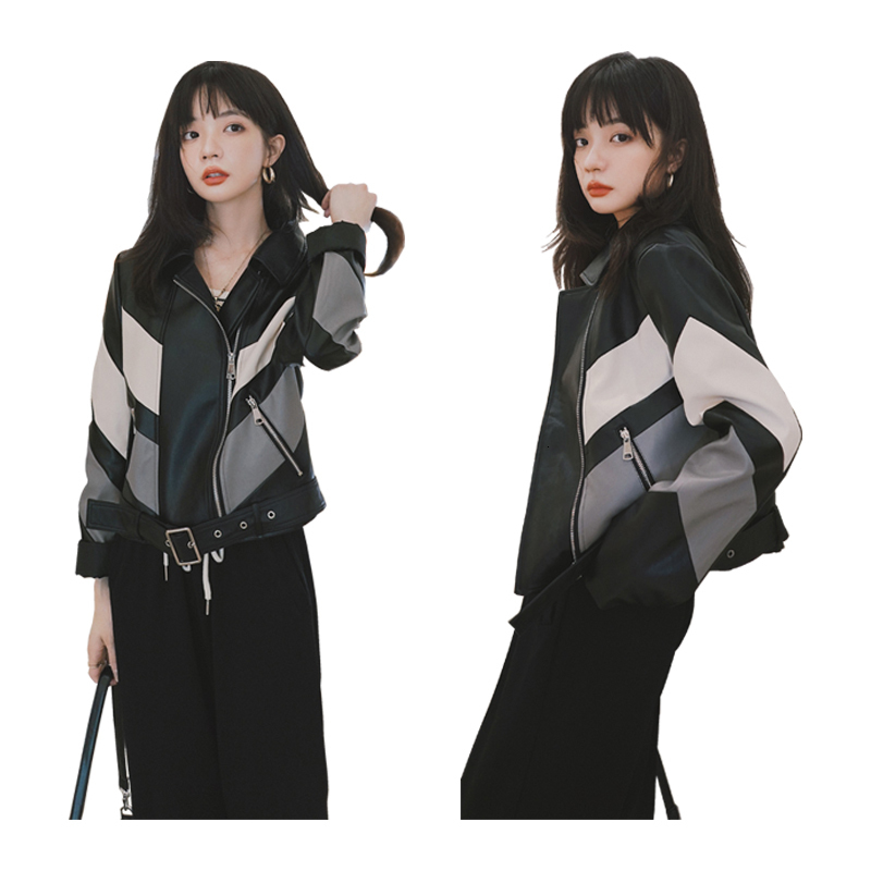 Women's Jackets 2023 Fashion Spring Jacket Women Black Korean Short Leather Biker Coat Lady Zipper Female Pu Streetwear Adjust Waist Clothes 2303