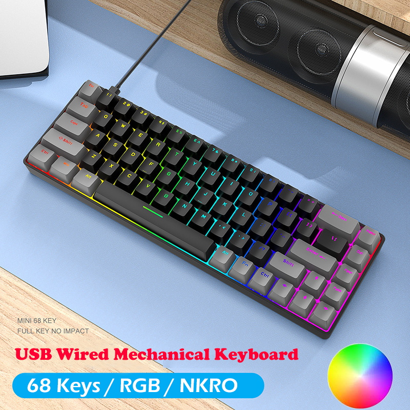 T8 68 Keys RGB Mini Gaming Mechanical Keyboard Macro Programming 60% Wired Mechanical Gaming Keyboards For Computer Laptop Gamer
