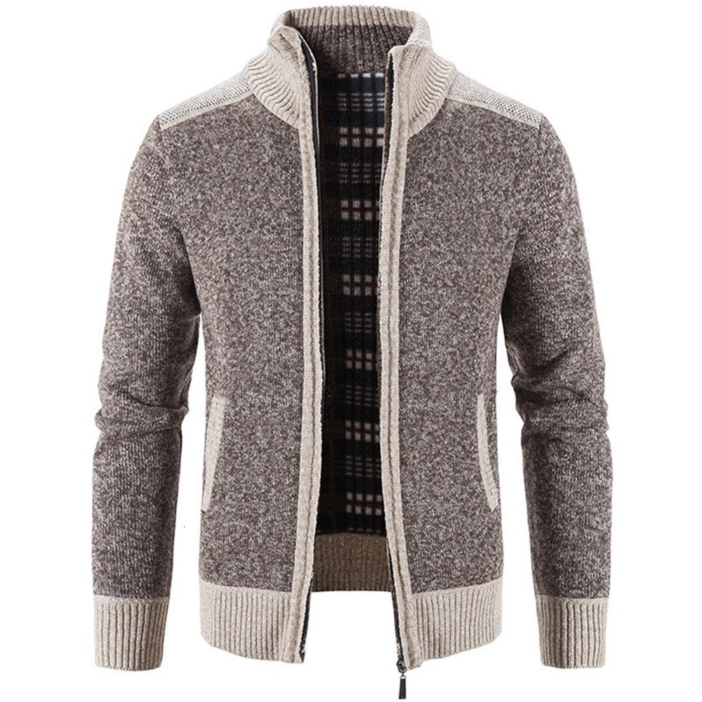 Men's Jackets Autumn Winter Men's Plush Thick Sweater Loose Casual Cardigan Sweater Jacket 230311